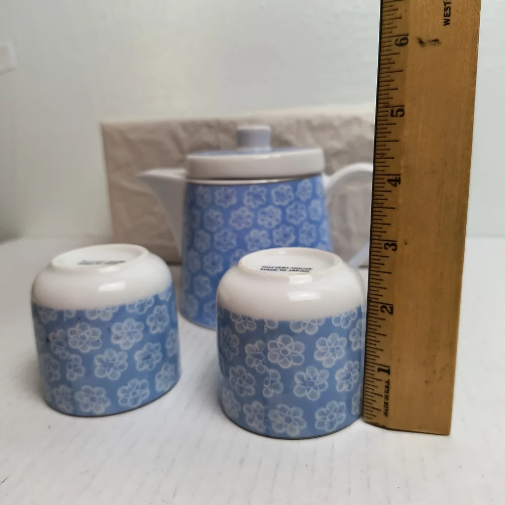 Pottery House Japanese Teapot Blue Floral Porcelain Tea Lover Made In Japan